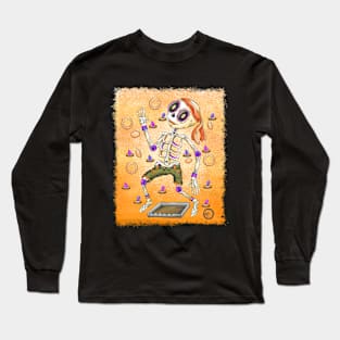 Cute Skeleton - Día De Los Muertos - The Breadman - Goa Nostalgia Long Sleeve T-Shirt